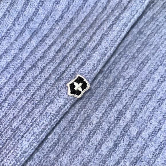 Victorinox Swiss Army Men’s 100% Wool Quarter Zip Sweater Size Large Gray Ribbed - Picture 6 of 8